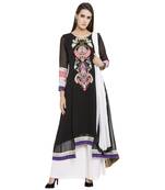 Black Embroidered Georgette Salwar With Dupatta