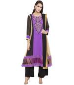 Purple Embroidered Georgette Salwar With Dupatta