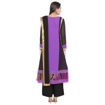 Purple Embroidered Georgette Salwar With Dupatta 4