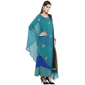 Blue Embroidered Georgette Salwar With Dupatta 2