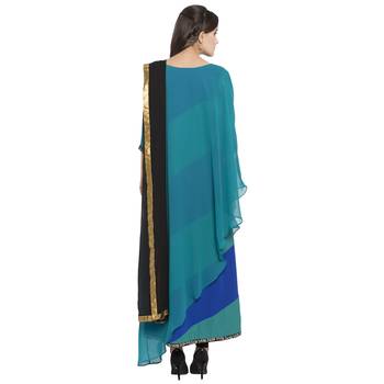 Blue Embroidered Georgette Salwar With Dupatta 4