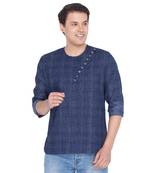 Men Blue Cotton Short Kurta