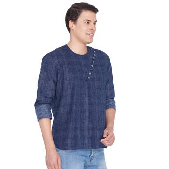 Men Blue Cotton Short Kurta 2