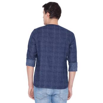 Men Blue Cotton Short Kurta 4