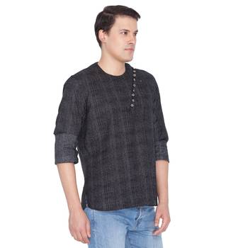 Men Black Cotton Short Kurta 2