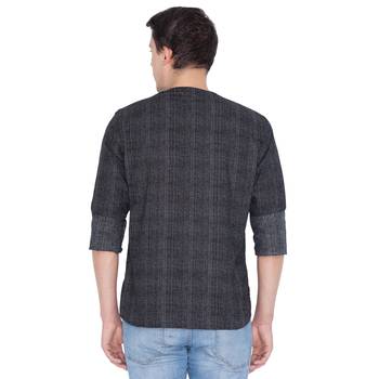 Men Black Cotton Short Kurta 4