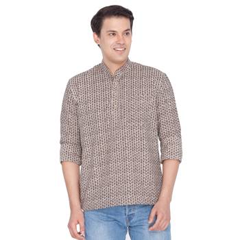 Men Brown Cotton Short Kurta 1