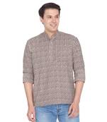 Men Brown Cotton Short Kurta