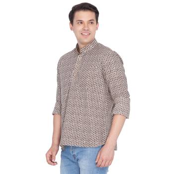 Men Brown Cotton Short Kurta 2