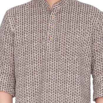 Men Brown Cotton Short Kurta 3
