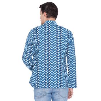 Men Blue Cotton Short Kurta 4