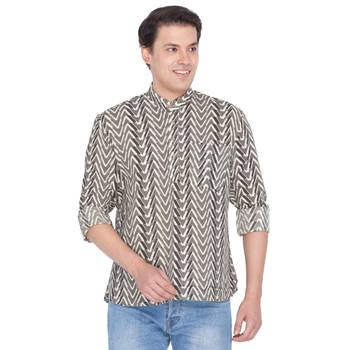 Men Brown Cotton Short Kurta 1