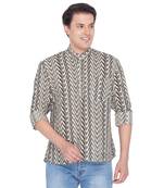 Men Brown Cotton Short Kurta