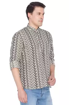 Men Brown Cotton Short Kurta