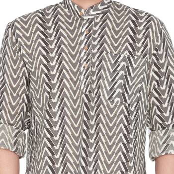Men Brown Cotton Short Kurta 3