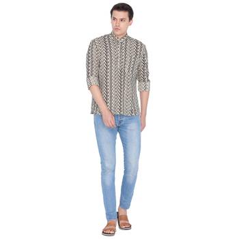 Men Brown Cotton Short Kurta 5