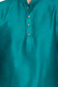 Men Green Cotton Silk Only Kurta