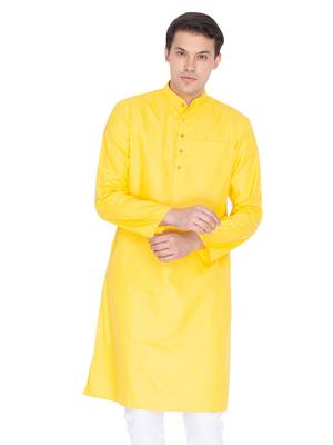 Men Yellow Linen Only Kurta 1