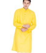 Men Yellow Linen Only Kurta