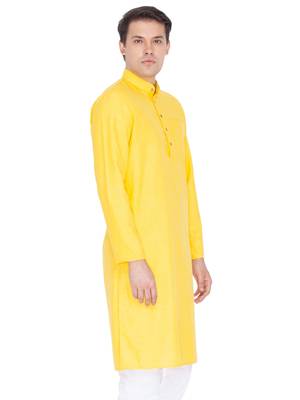 Men Yellow Linen Only Kurta 2