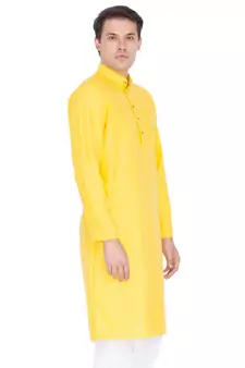 Men Yellow Linen Only Kurta