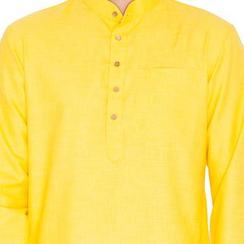 Men Yellow Linen Only Kurta 3