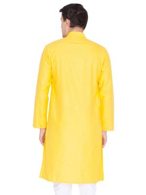 Men Yellow Linen Only Kurta 4