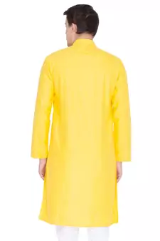 Men Yellow Linen Only Kurta
