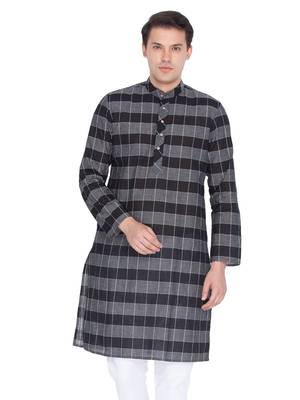 Men Black Cotton Only Kurta 1
