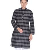 Men Black Cotton Only Kurta