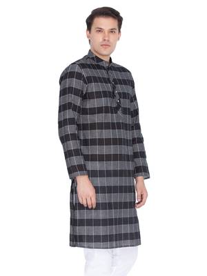 Men Black Cotton Only Kurta 2