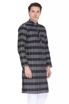 Men Black Cotton Only Kurta