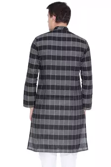 Men Black Cotton Only Kurta