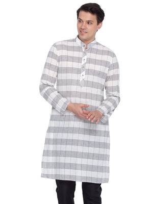 Men White Cotton Only Kurta 1