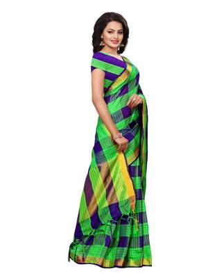 Multicolor Printed Silk Blend Saree With Blouse 3
