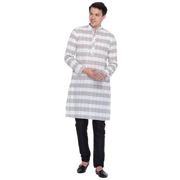 Men White Cotton Only Kurta 5