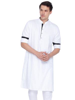 Men White Cotton Only Kurta 1