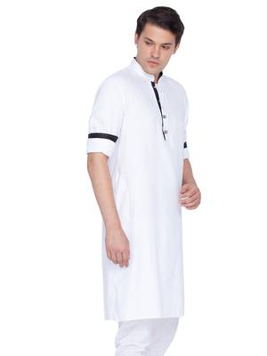 Men White Cotton Only Kurta 2