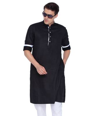 Men Black Cotton Only Kurta 1