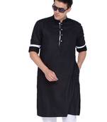 Men Black Cotton Only Kurta