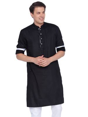 Men Black Cotton Only Kurta 2