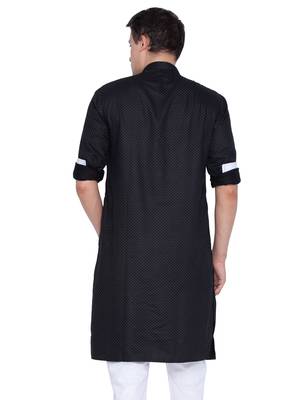 Men Black Cotton Only Kurta 4