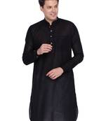 Men Black Linen Pathani Style Kurta