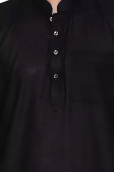 Men Black Linen Pathani Style Kurta