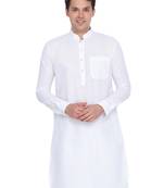 Men White Linen Pathani Style Kurta