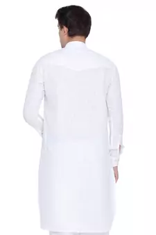 Men White Linen Pathani Style Kurta