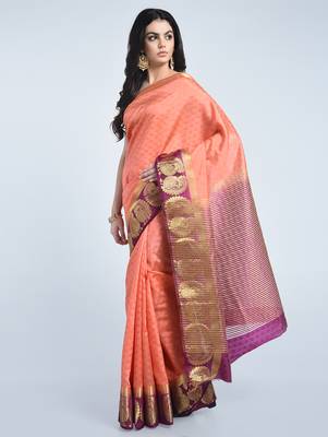 Multicolor woven tussar silk saree with blouse 2