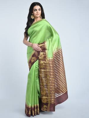Multicolor woven tussar silk saree with blouse 1
