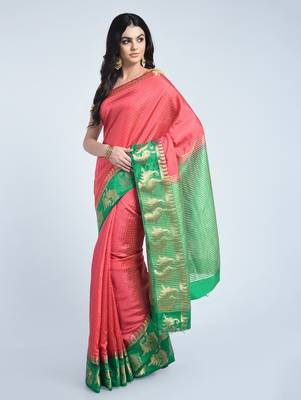 Multicolor woven tussar silk saree with blouse 1