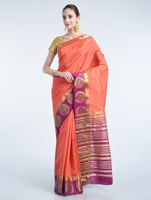 Multicolor woven tussar silk saree with blouse 1